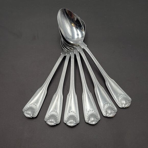 Towle London Shell Tablespoon KOREA Stainless 18/8 Flatware Set Of 6 Vtg - Picture 4 of 7
